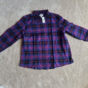 L.L. Bean Plaid Button-Down Shirt in Purple & Red